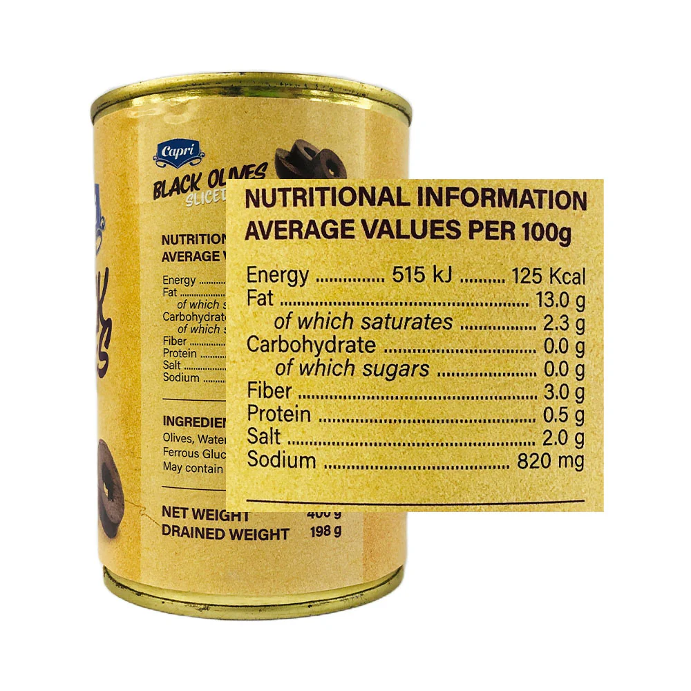 Capri Black Olives Sliced 400g - Image 2