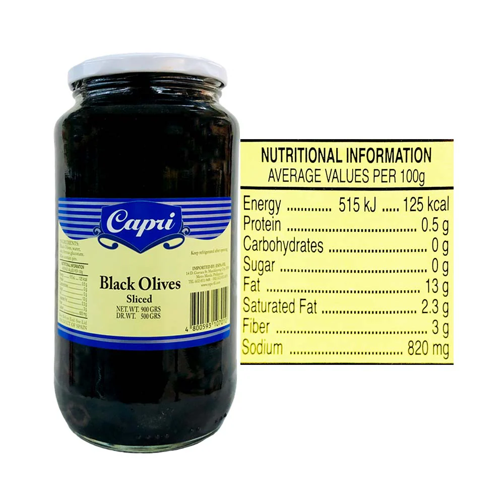 Capri Sliced Black Olives 900g - Image 2