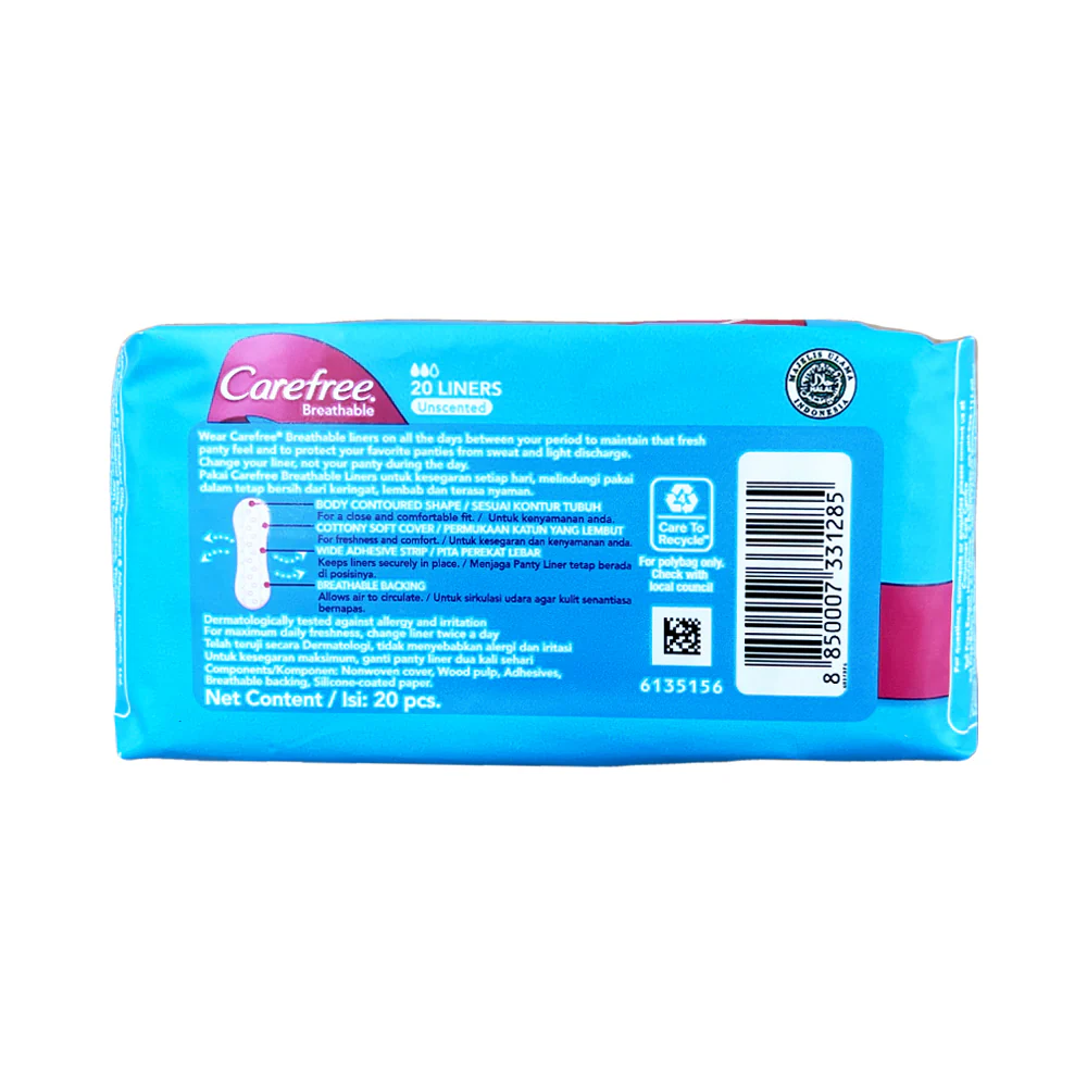 Carefree Breathable Pantyliner Unscented 20's - Image 2