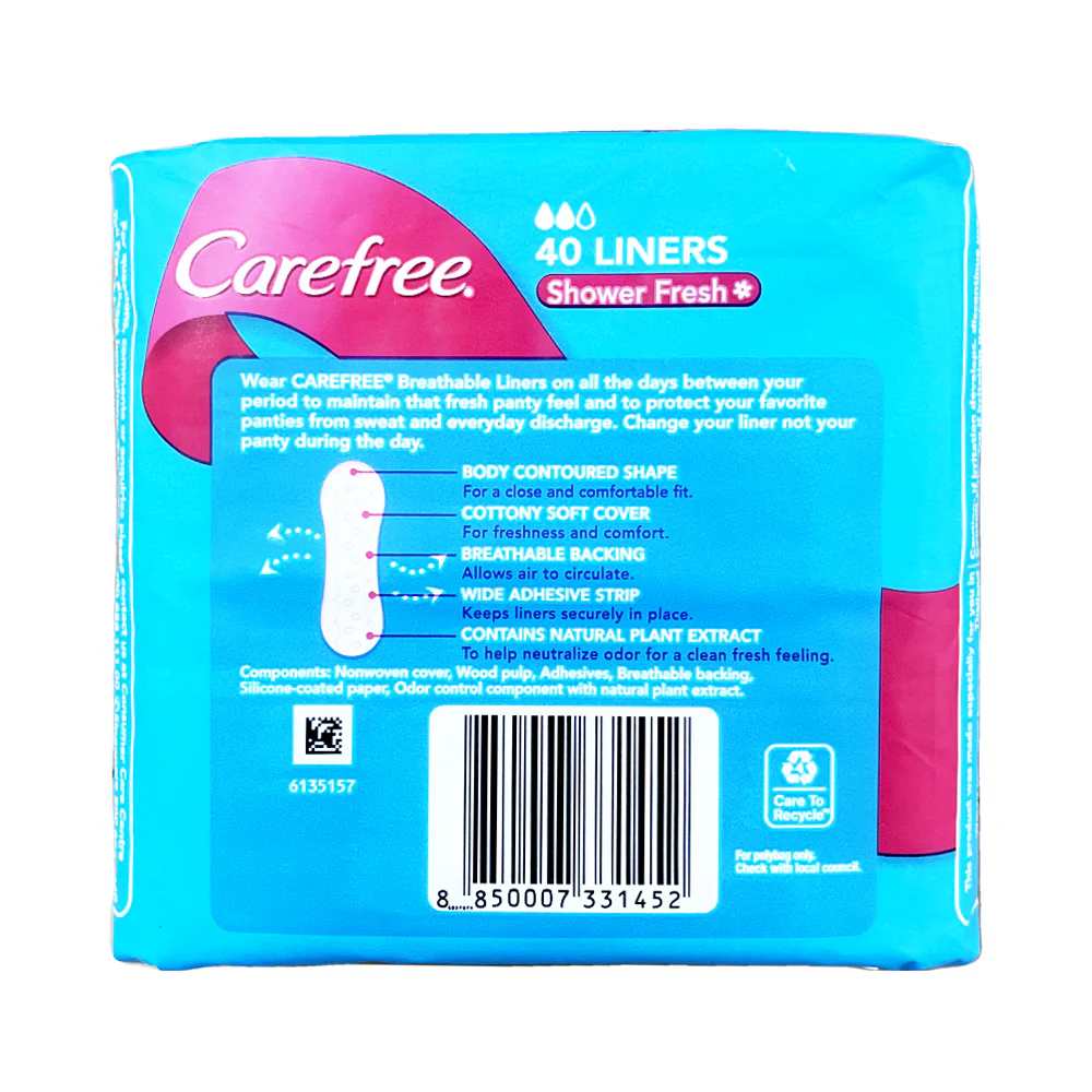 Carefree Breathable Scented Pantyliner Shower Fresh 40's - Image 2