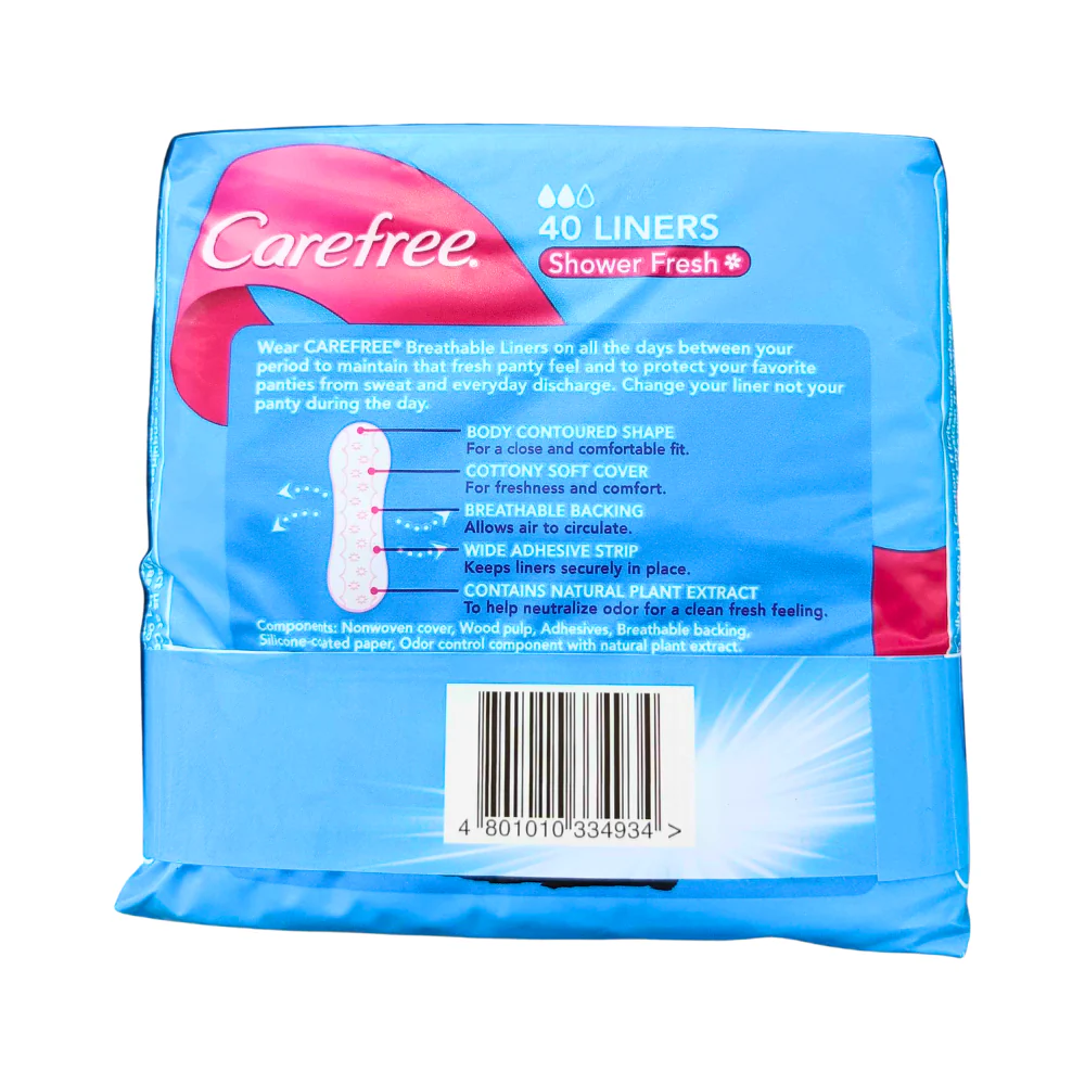 Carefree Breathable Scented Pantyliner Shower Fresh 40's x 2's - Image 2