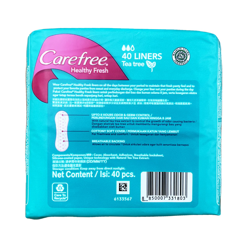 Carefree Healthy Fresh Pantyliner With Natural Tea Tree 40's - Image 2