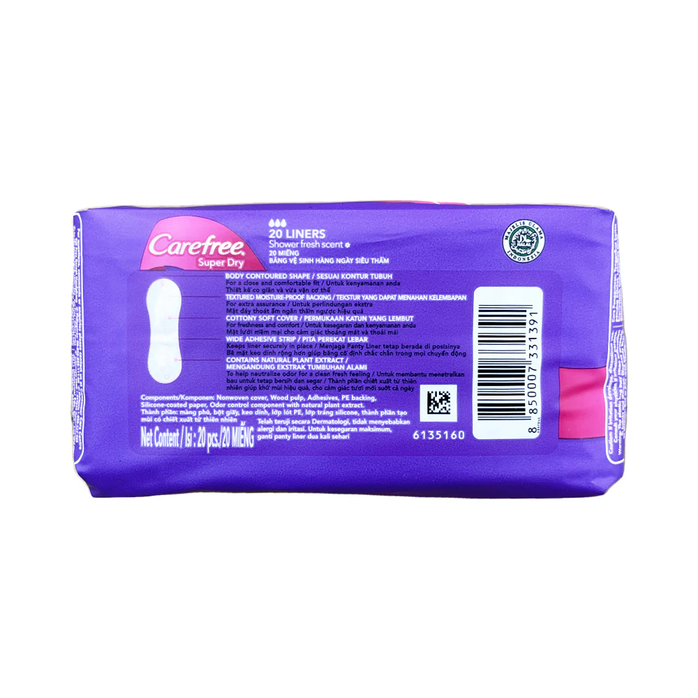 Carefree Super Dry Scented Panty Shield Regular 20's - Image 2