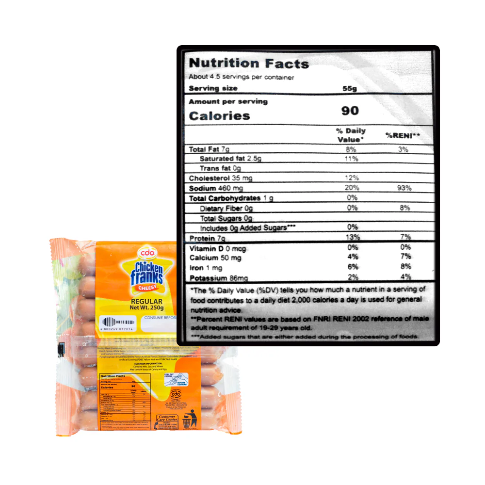 CDO Cheesy Chicken Franks Regular 250g - Image 2