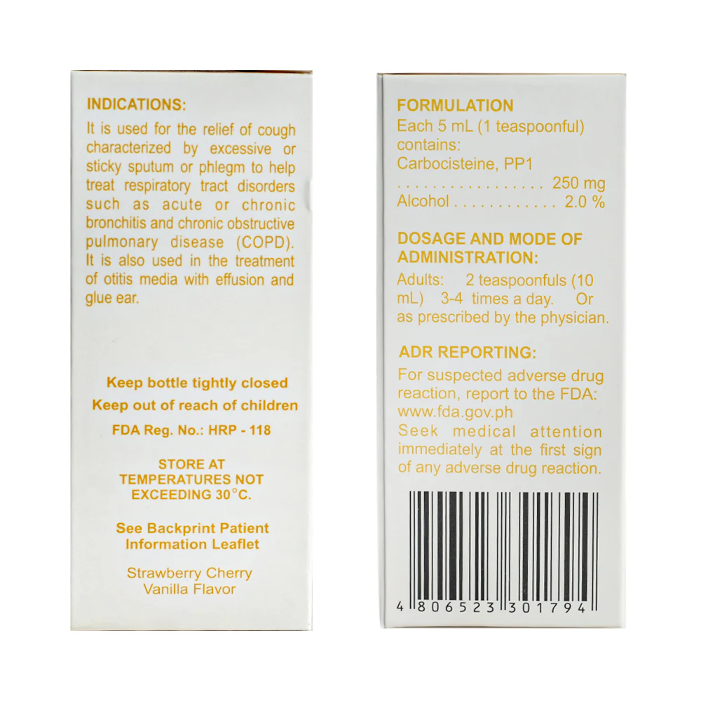 Ceascol Carbocisteine 250mg/5ml Syrup 60ml - Image 2