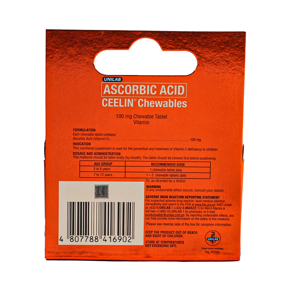 Ceelin Ascorbic Acid Chewable Tablet 100mg x 30's - Image 2