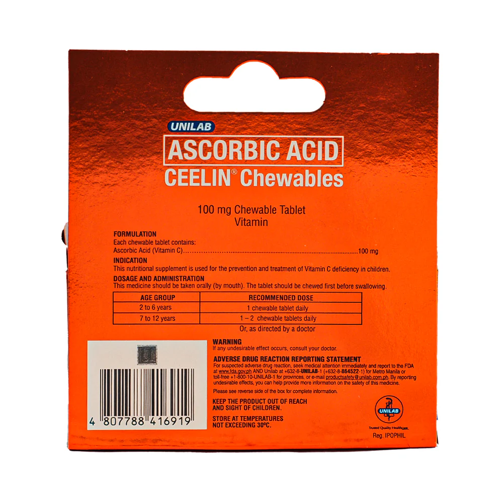 Ceelin Ascorbic Acid Chewable Tablet 100mg x 60's - Image 2
