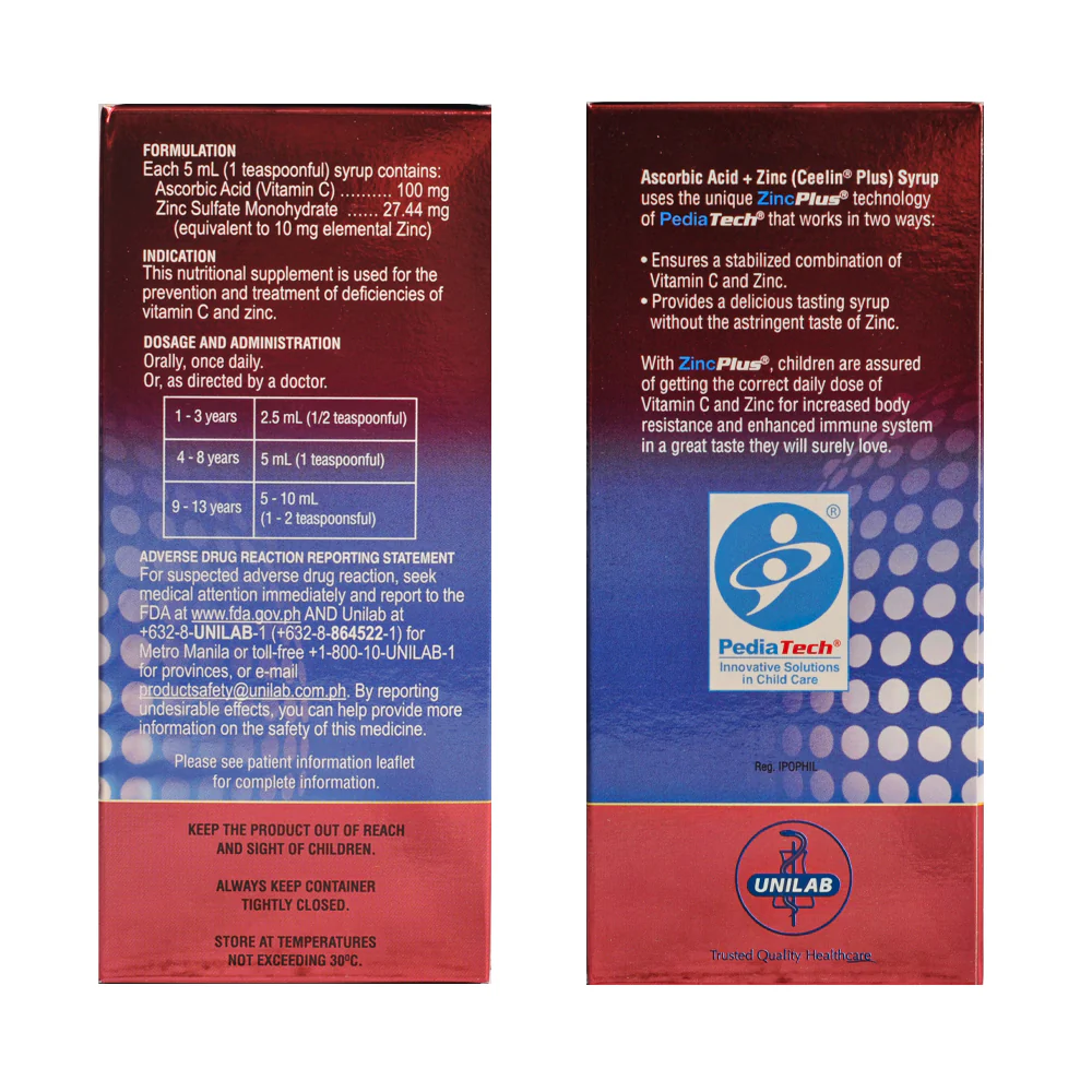 Ceelin Plus Ascorbic Acid With Zinc Syrup 250ml - Image 2