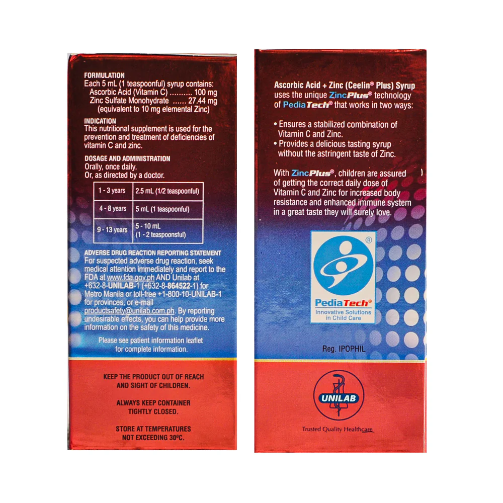 Ceelin Plus Ascorbic Acid With Zinc Syrup 60ml - Image 2