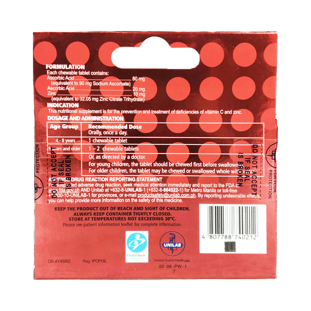Ceelin Plus With Zinc Chewables 100mg/10mg Tablet 10's - Image 2