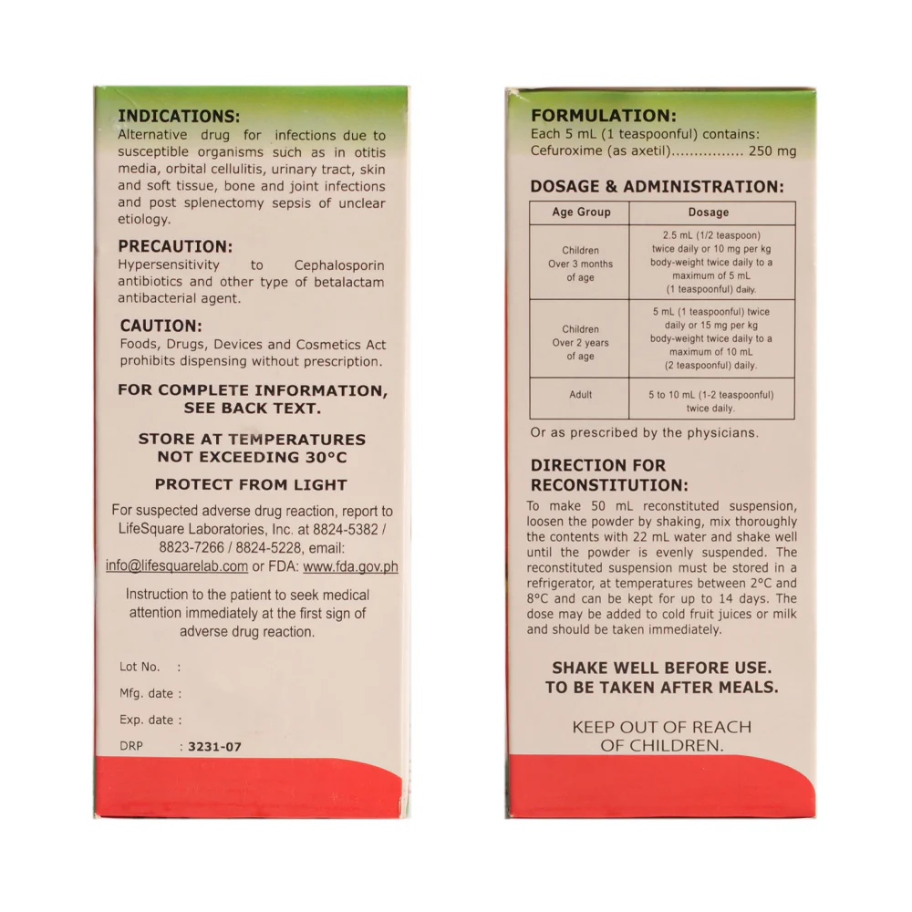 Cefuroxime Axetil 250mg/5ml Suspension 50ml - Image 3