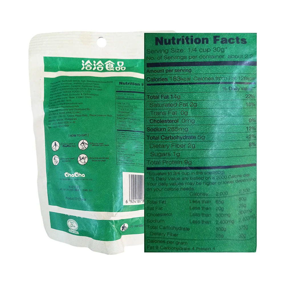 Chacha Roasted Sunflower Seeds Coconut Flavor 130g - Image 2