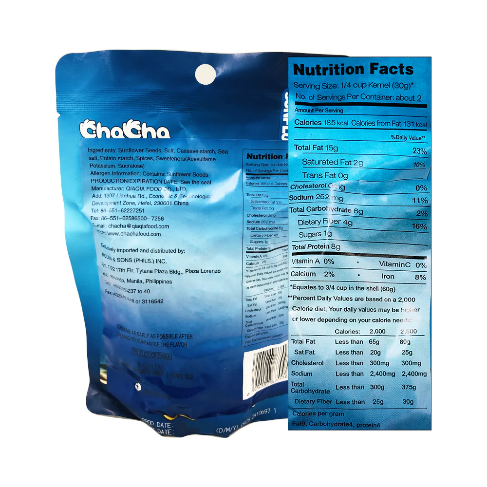 Chacha Roasted Sunflower Seeds Sea Salt Flavor 108g - Image 2