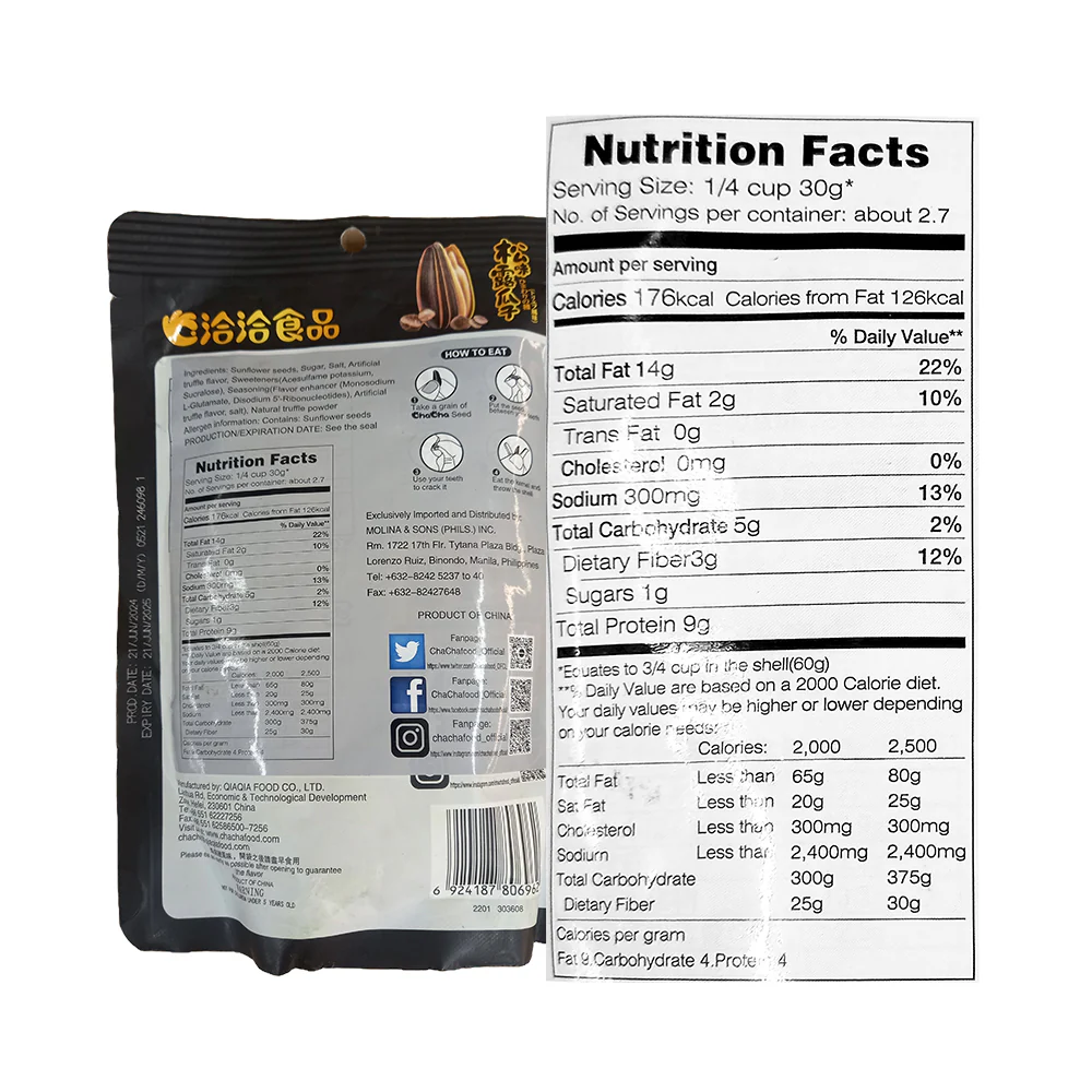 Chacha Roasted Sunflower Seeds Truffle Flavor 160g - Image 2