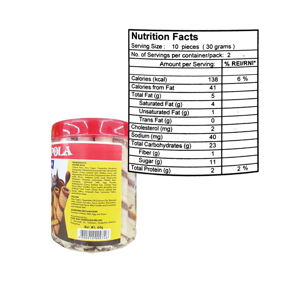 Champola Wafer Stick Chocolate 60g - Image 2