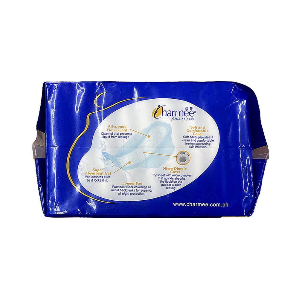 Charmee Feminine Pads Night Use With Wings 8's - Image 2