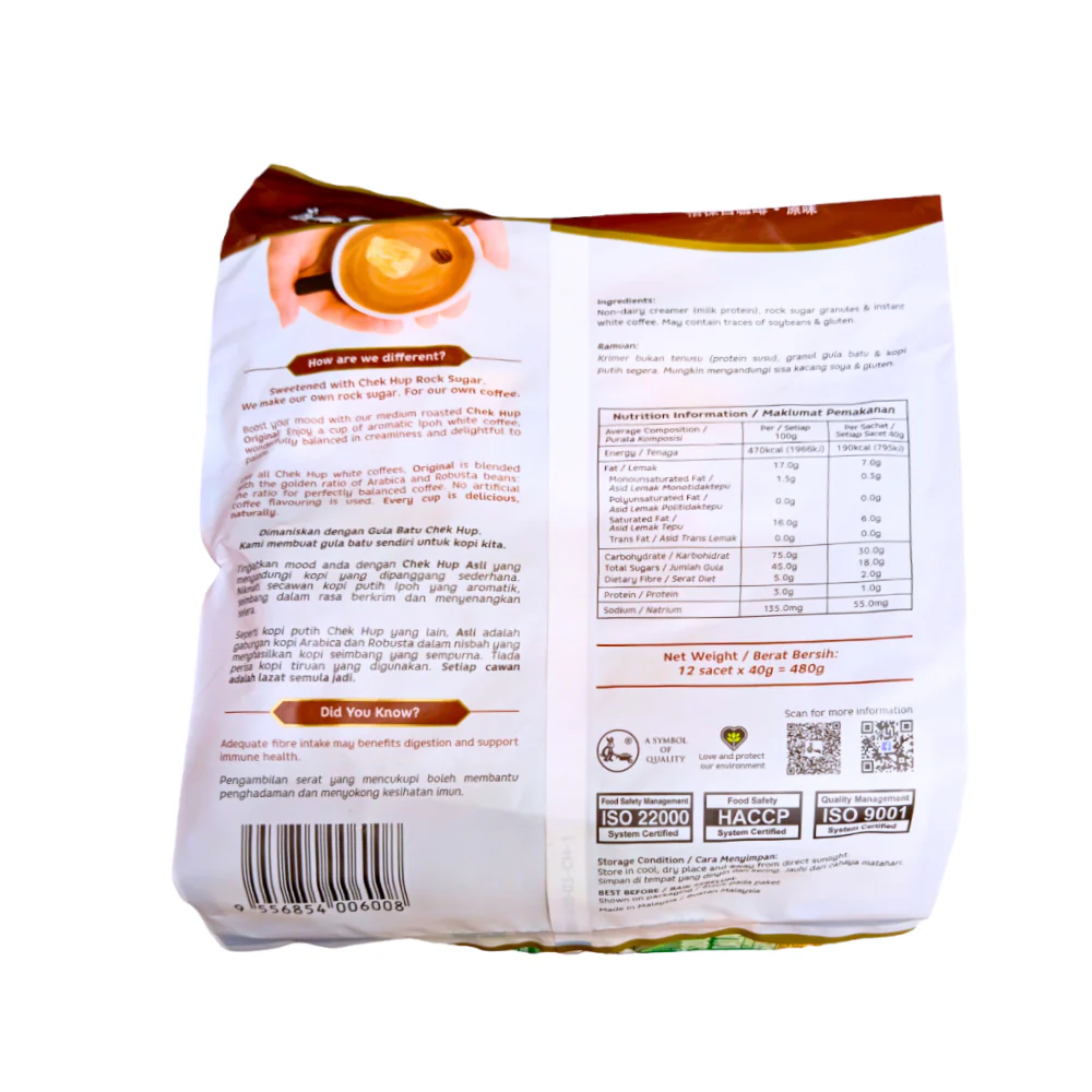 Chek Hup 3in1 White Coffee Original 40g x 12's - Image 2