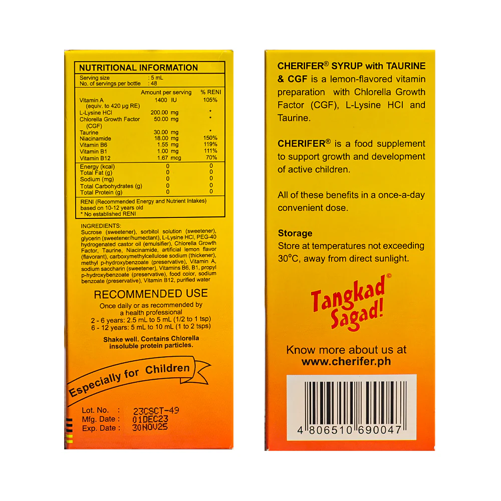 Cherifer With Taurine CGF Syrup 240ml - Image 2