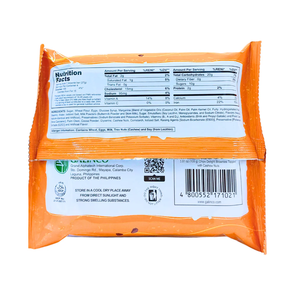Chips Delight Brownies Topped With Cashew Nuts 108g - Image 2