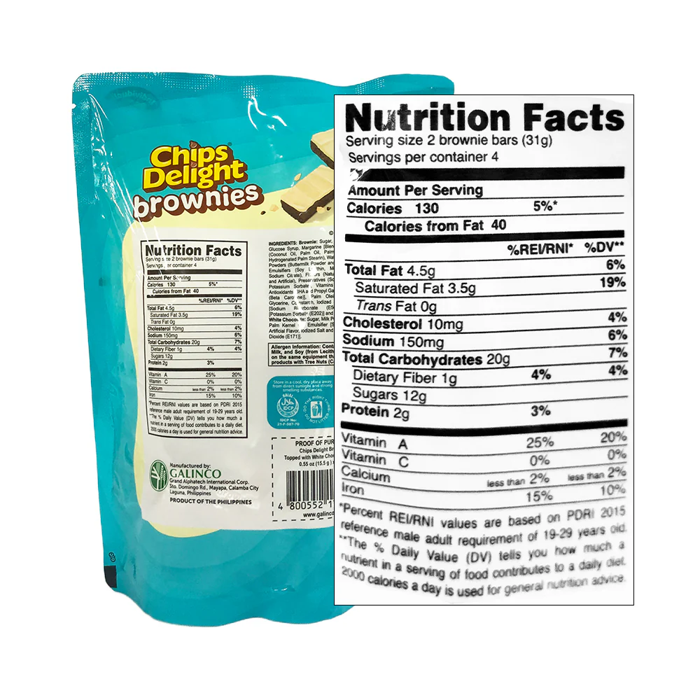 Chips Delight Brownies Topped With White Chocolate Coating 124g - Image 2