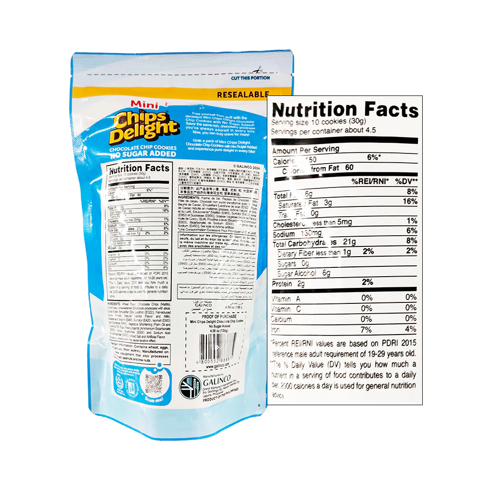Chips Delight Mini Chocolate Chip Cookies 90% Reduced Sugar 130g - Image 2