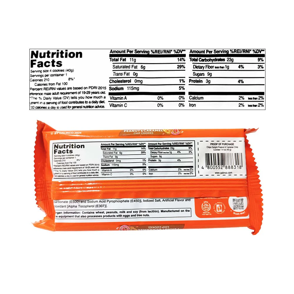 Chips Delight Peanut And Caramel Chip Cookies 40g - Image 2