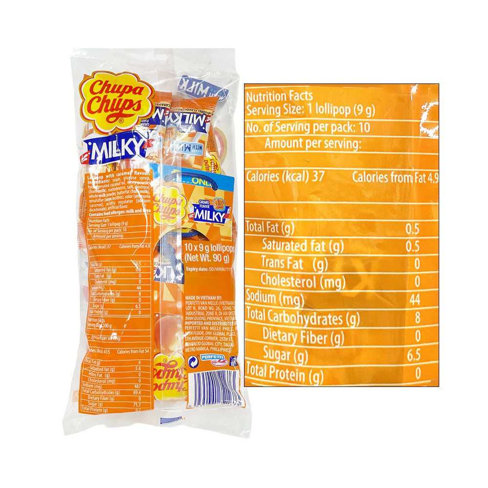 Chupa Chups Milky Lollipops Caramel 9g x 10's - Image 2