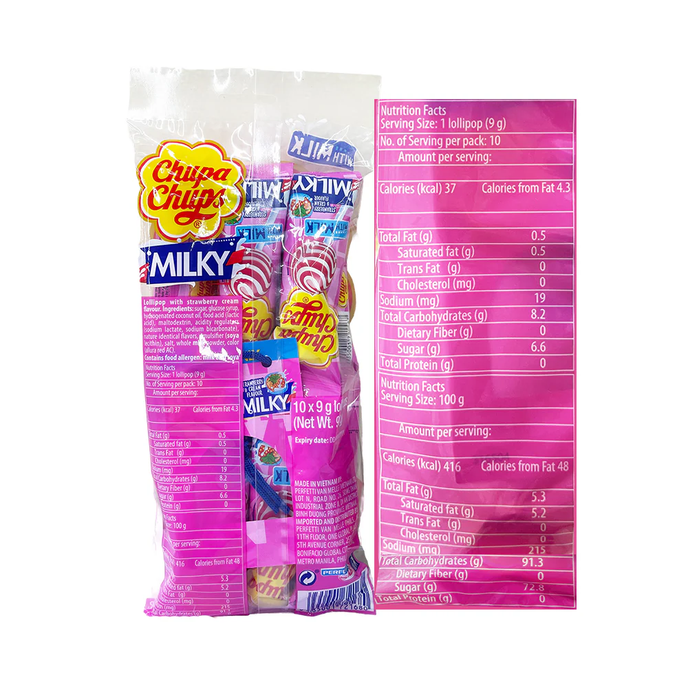 Chupa Chups Milky Lollipops Strawberry 9g x 10's - Image 2