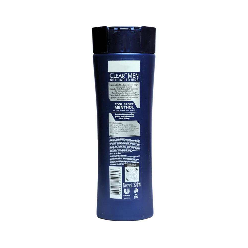 Clear Men Anti-Dandruff Shampoo Cool Sport Menthol 320ml - Image 2