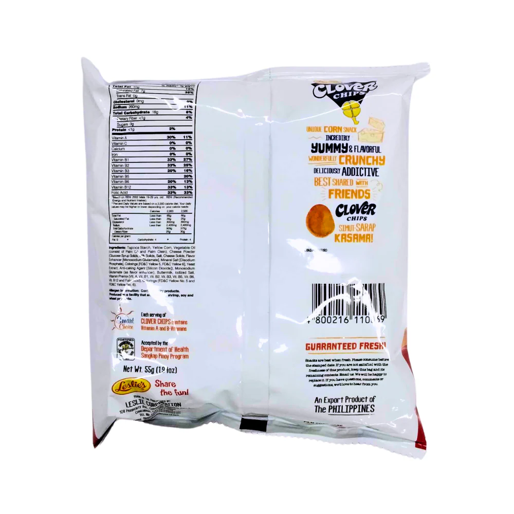 Clover Chips Corn Snacks Cheese 55g - Image 2