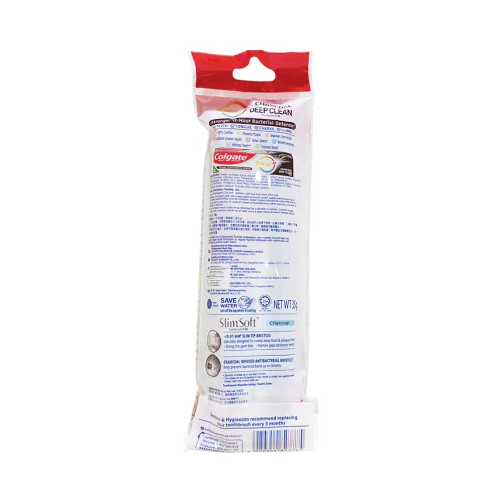 Colgate Charcoal 35g + Slim Soft Toothbrush Travel Kit - Image 2