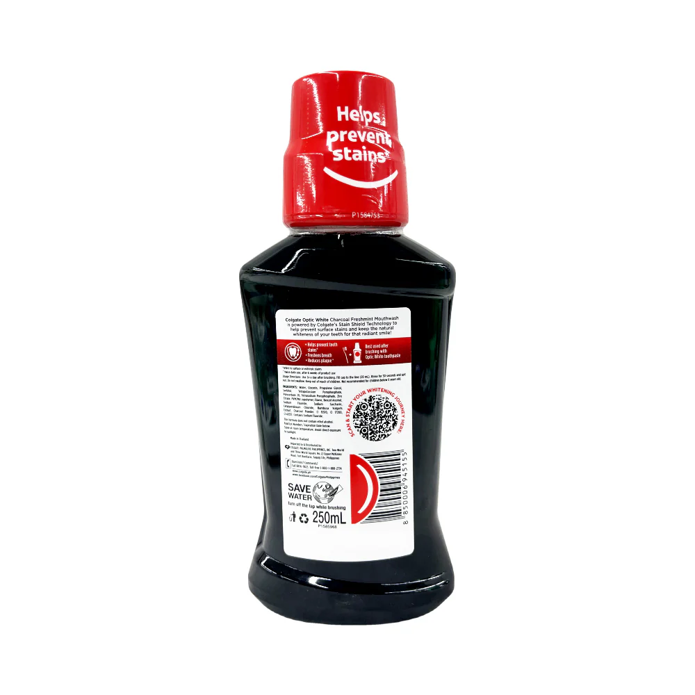 Colgate Optic White Mouthwash Charcoal Freshmint 250ml - Image 2