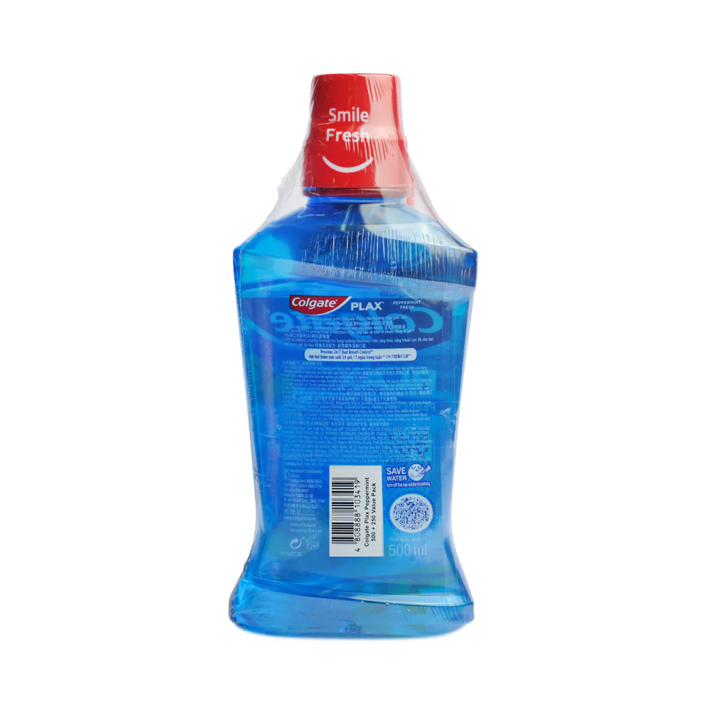 Colgate Plax Mouthwash Peppermint 500ml + 250ml - Image 2