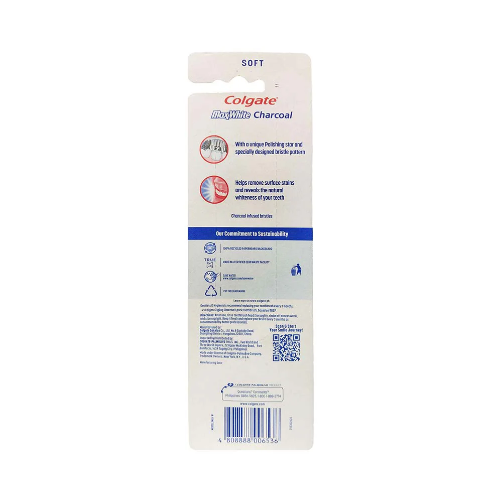 Colgate Toothbrush Max White Charcoal With Cap x 2's - Image 2
