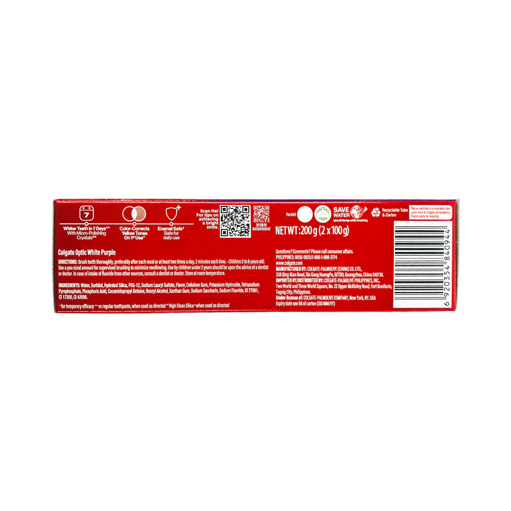 Colgate Toothpaste Optic White Purple Value Pack 100g x 2's - Image 2