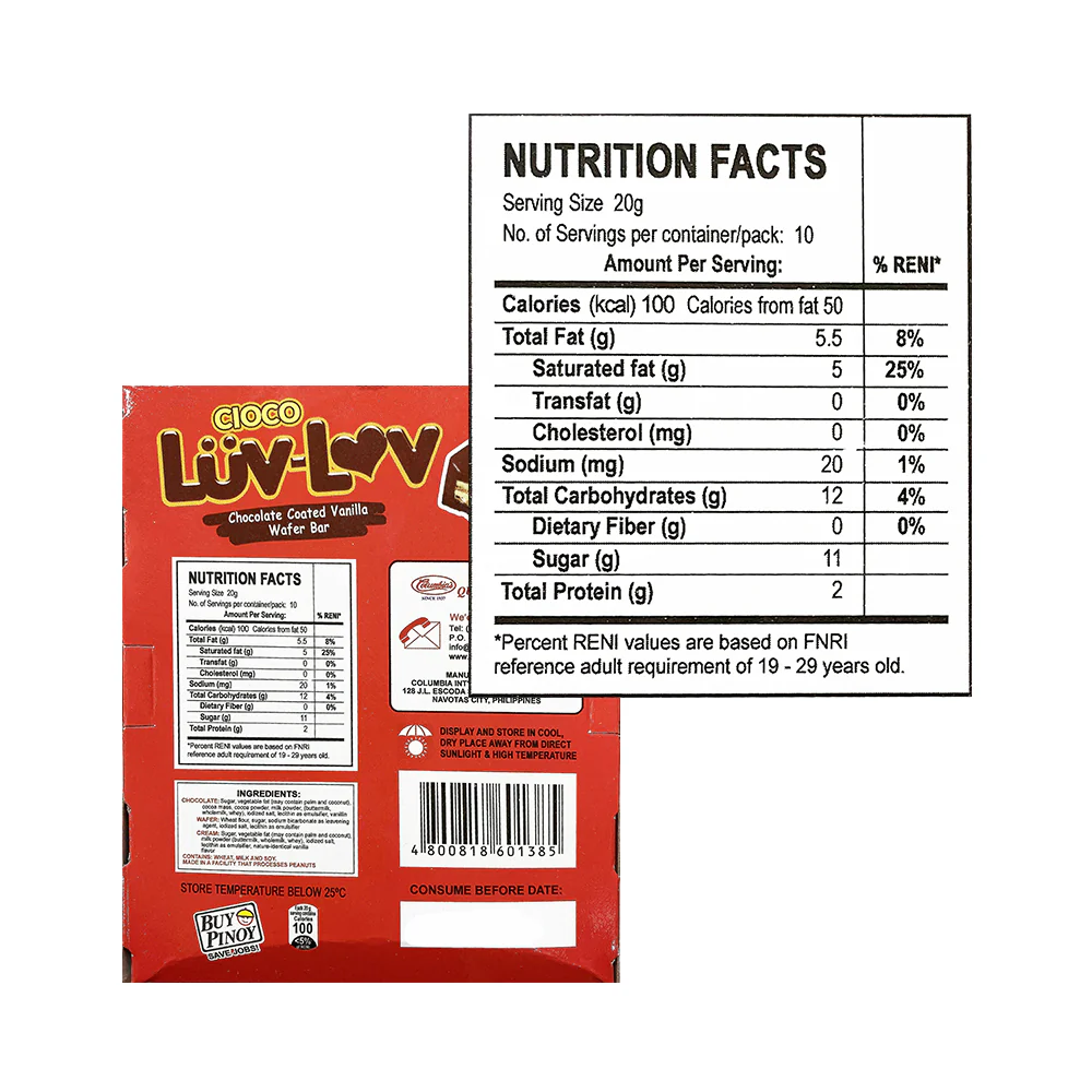 Columbia's Cioco Luv Lov Chocolate Coated Vanilla Wafer Bars 10's x 200g - Image 2