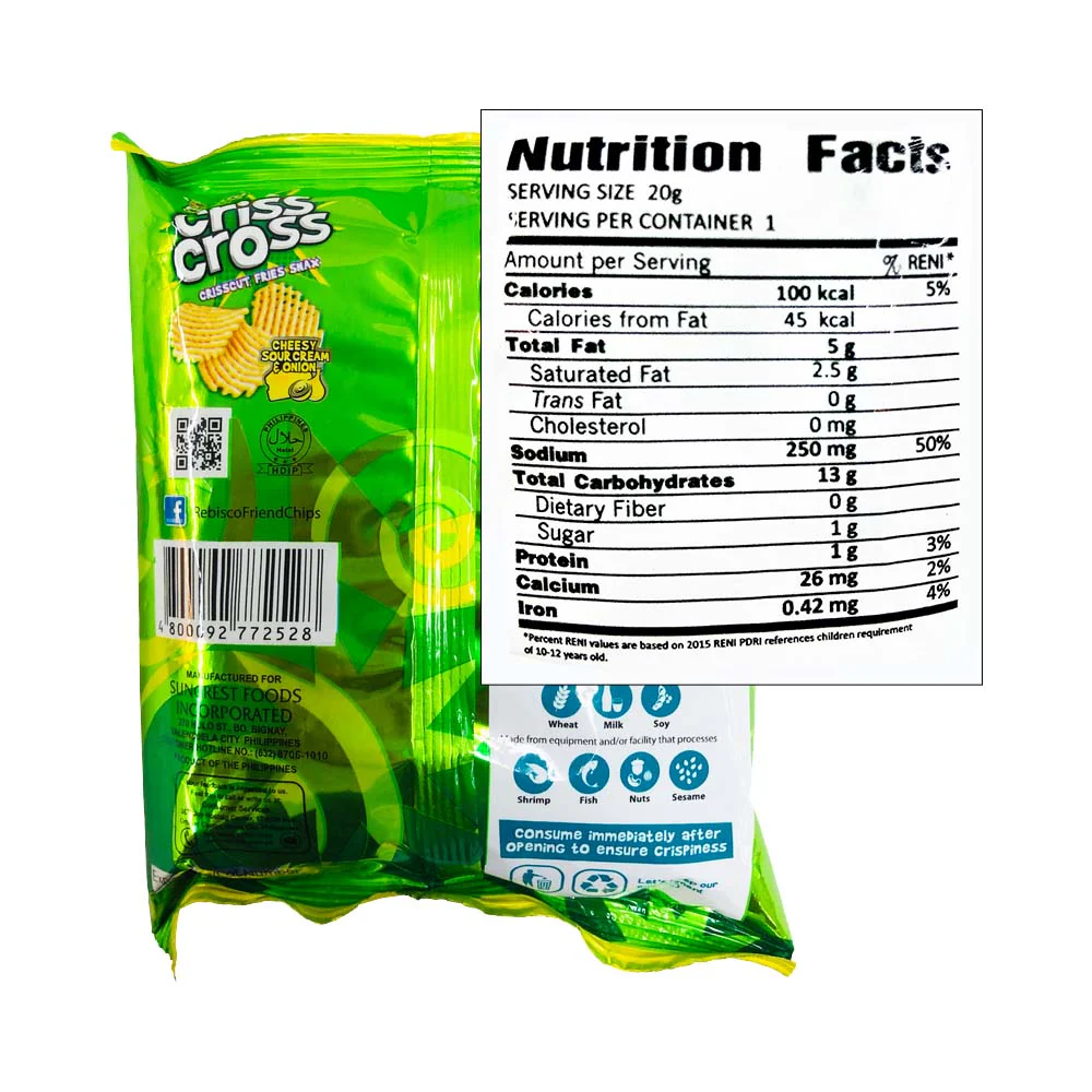 Criss Cross Crisscut Fries Snax Cheesy Sour Cream And Onion 21g - Image 2