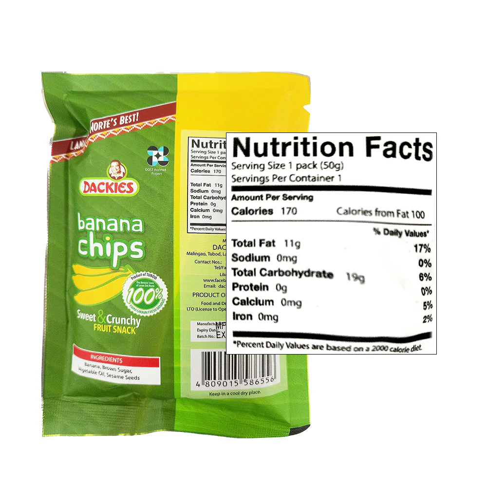 Dackies Banana Chips 55g - Image 2