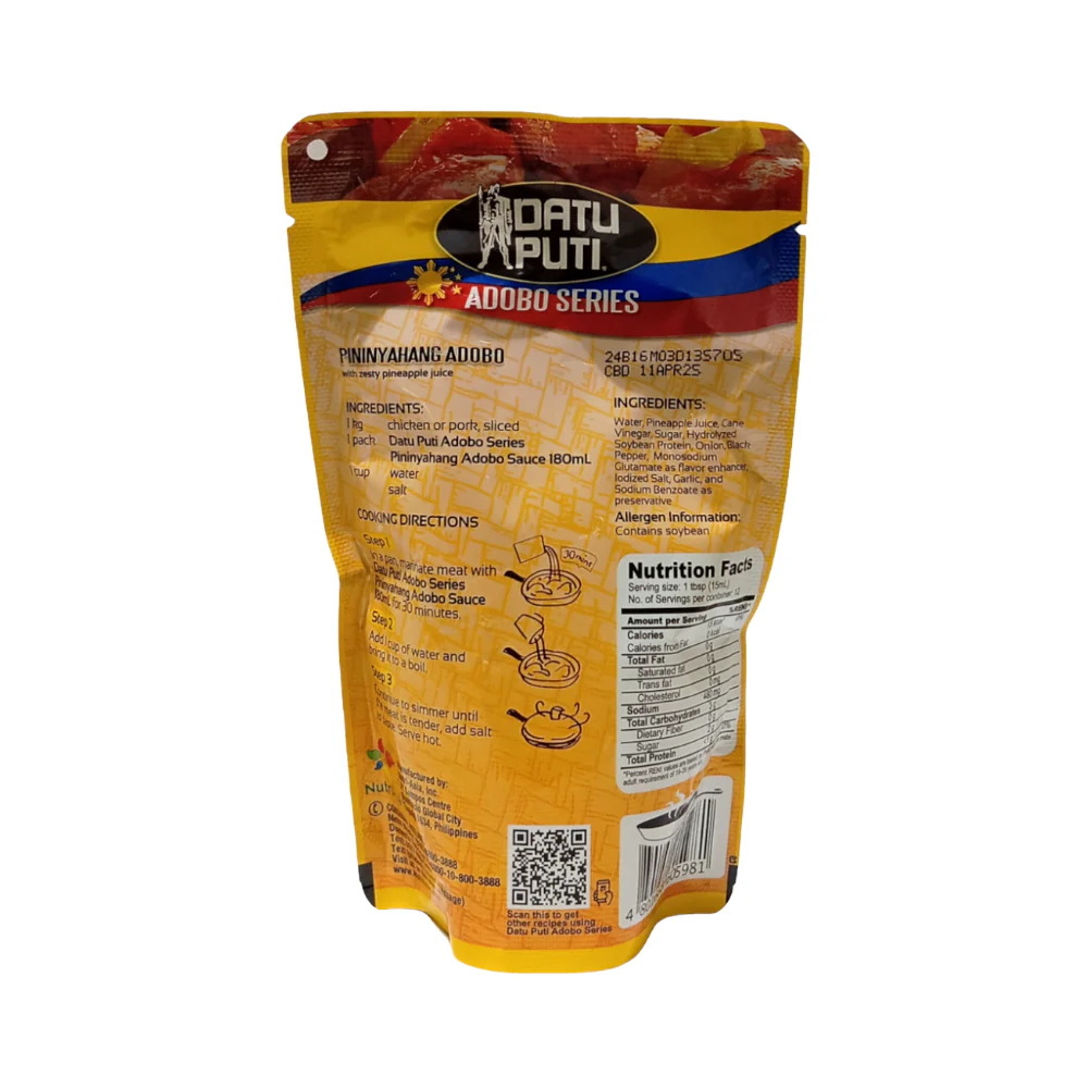 Datu Puti Adobo Series Pininyahang Adobo Sauce 180ml - Image 2