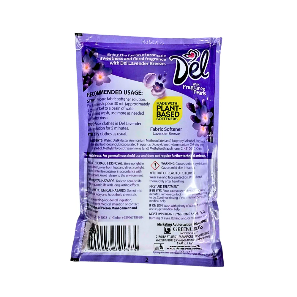Del Fabric Softener Lavender 240ml - Image 2
