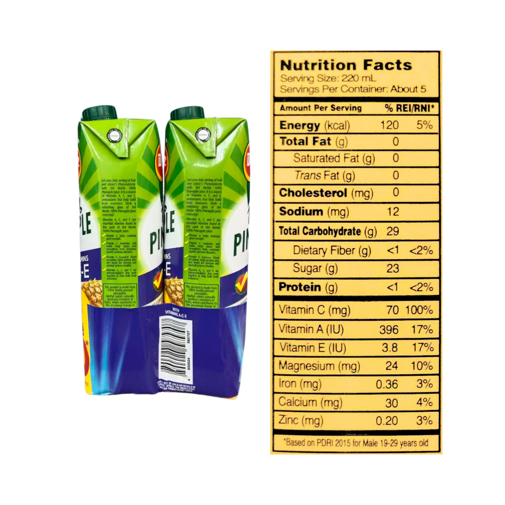 Del Monte 100% Pineapple Juice Ace Tetra 1L x 2's - Image 3