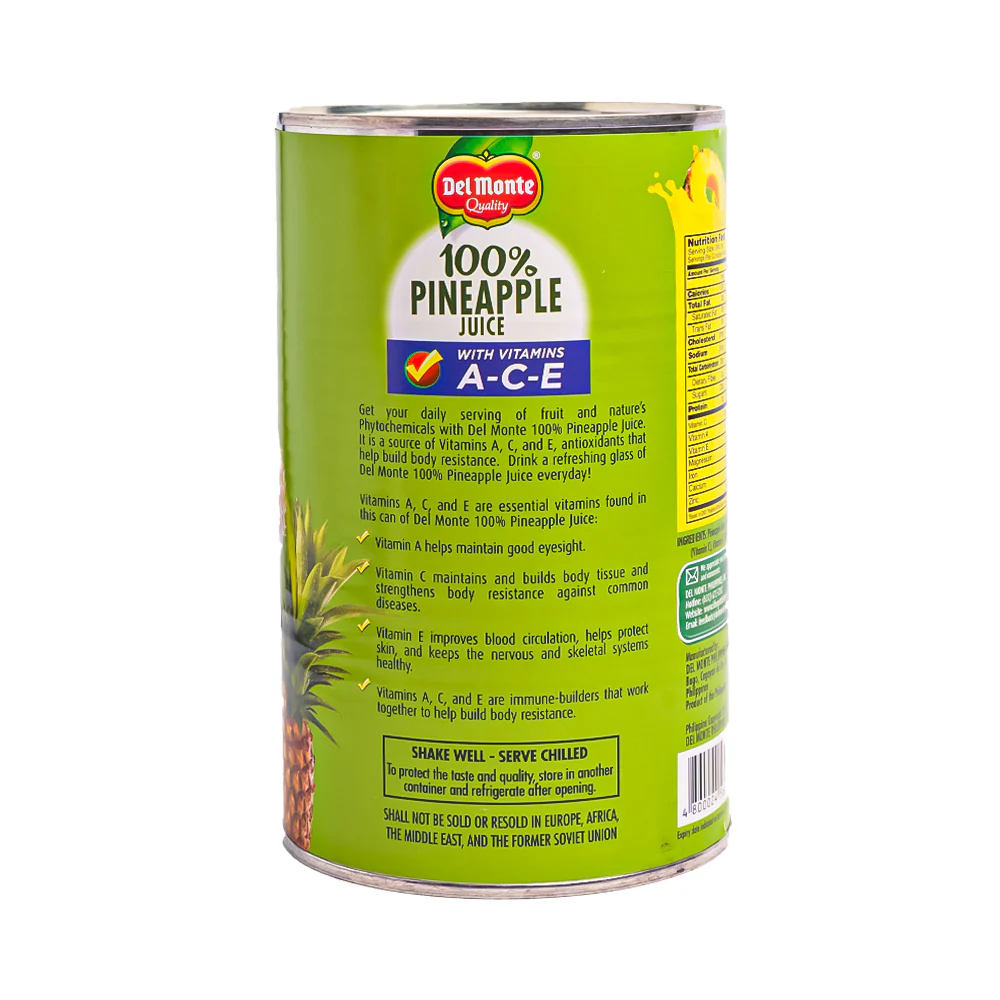 Del Monte 100% Pineapple Juice With Vitamins ACE 1.36L (46oz) - Image 2