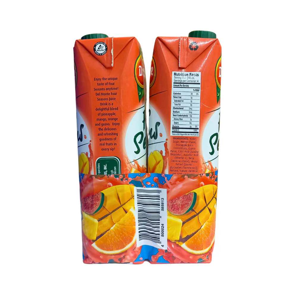Del Monte Juice Drink Four Season Tetra 1L x 2's - Image 2