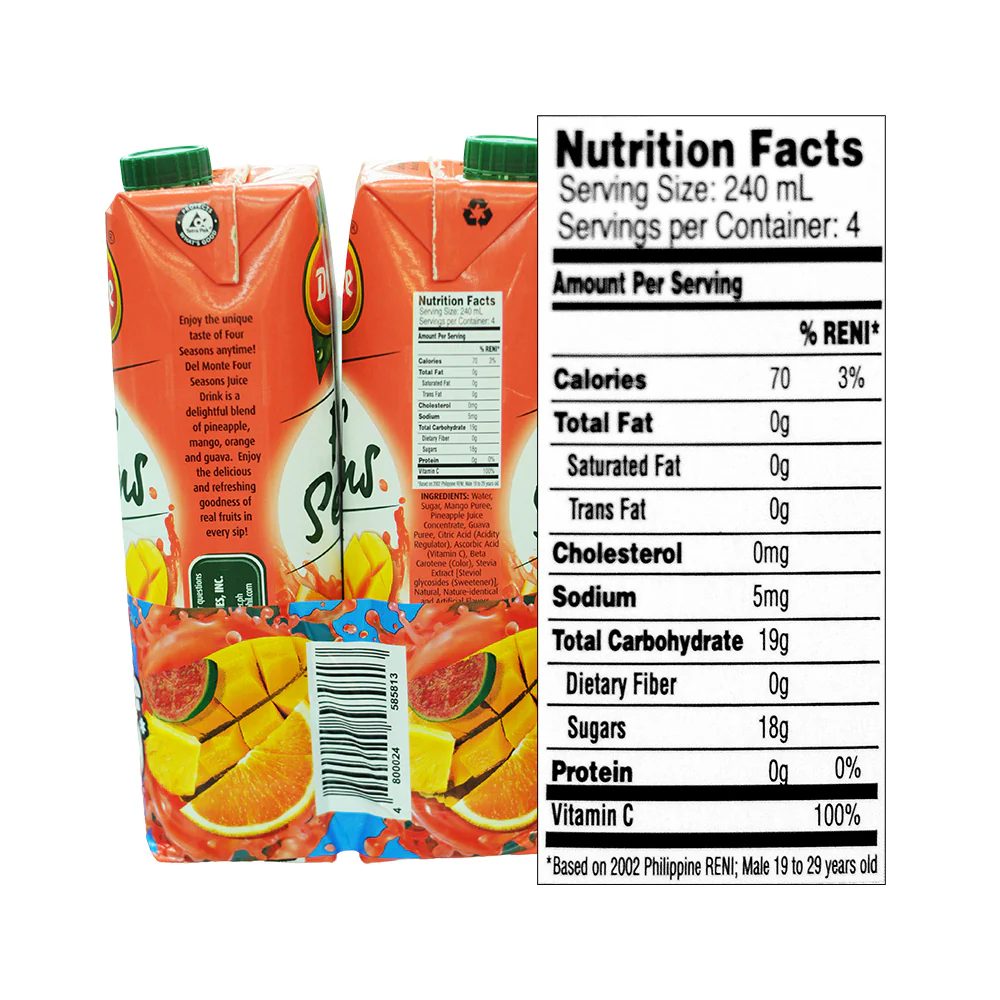 Del Monte Juice Drink Four Season Tetra 1L x 2's - Image 3