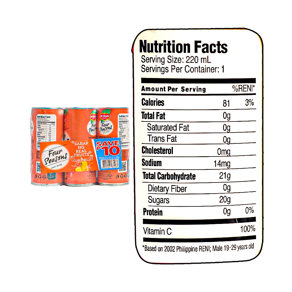 Del Monte Four Seasons Juice Drink 202 220ml x 6's - Image 2