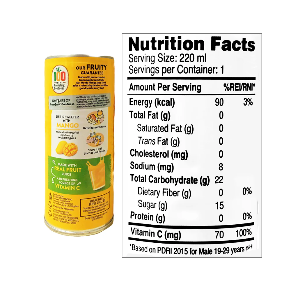 Del Monte Juice Drink Mango (202) 220ml - Image 2
