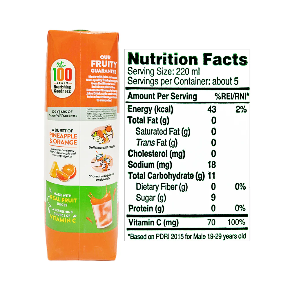 Del Monte Juice Drink Pineapple Orange 1L - Image 2