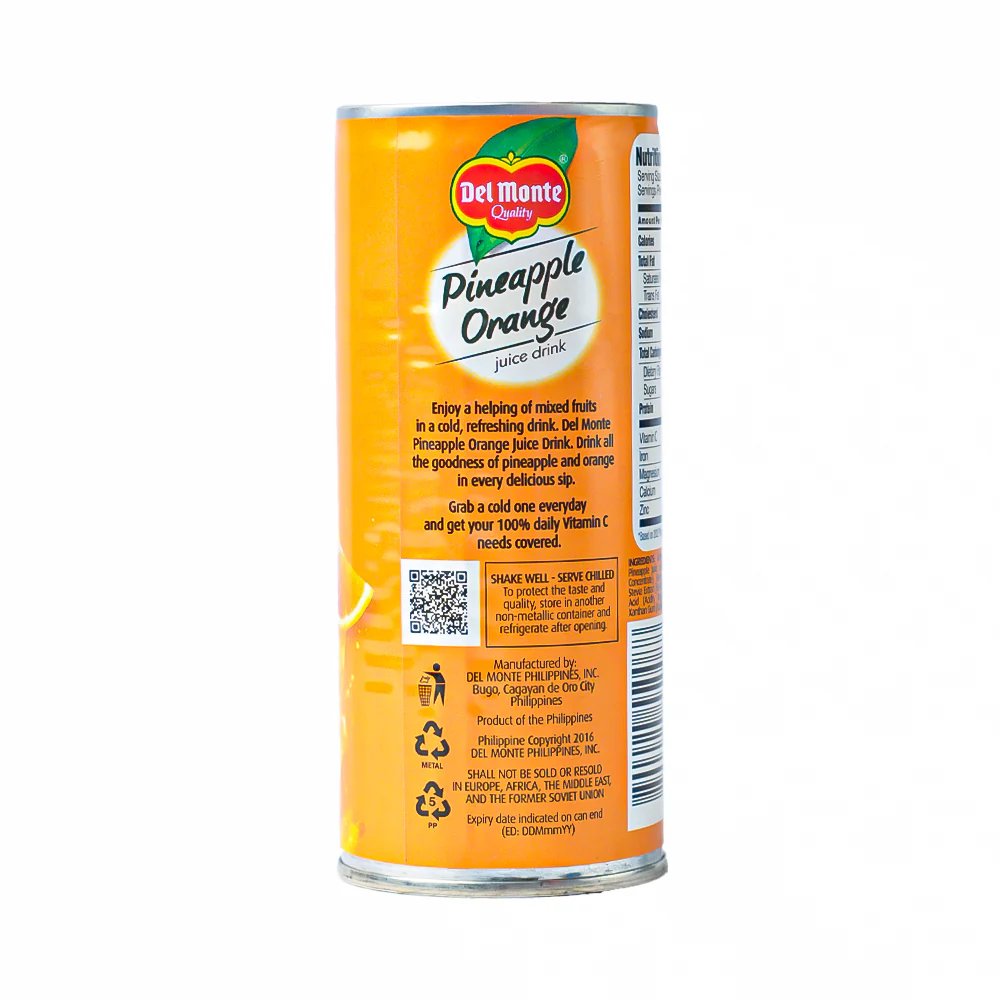 Del Monte Juice Drink Pineapple Orange (202) 220ml - Image 2