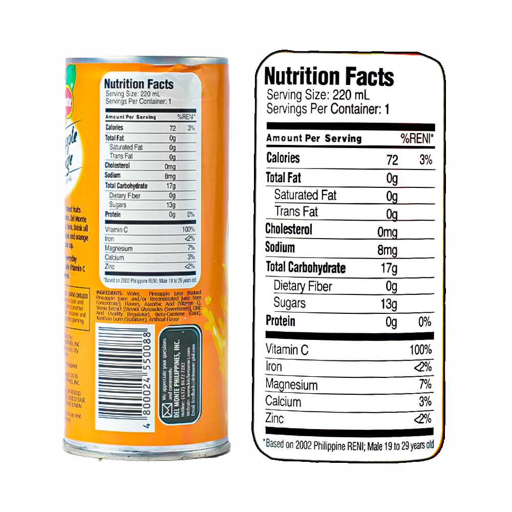 Del Monte Juice Drink Pineapple Orange (202) 220ml - Image 3