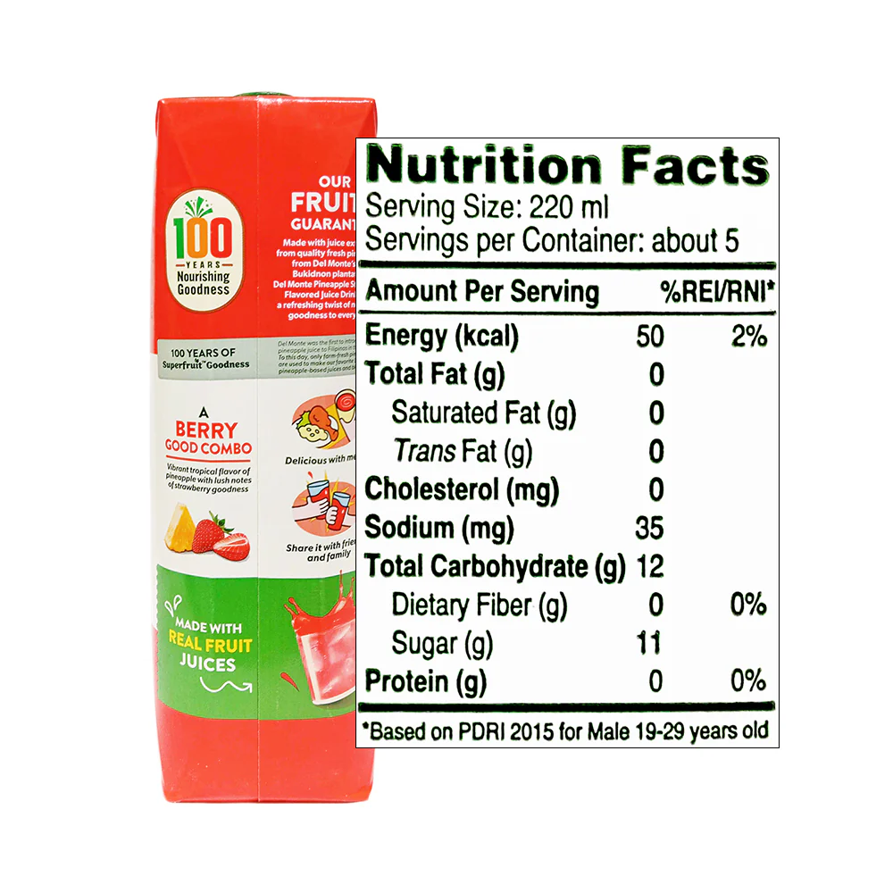 Del Monte Juice Drink Pineapple Strawberry 1L - Image 2